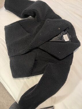 Frame Denim Black Sherpa Coat